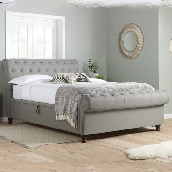 Castella Fabric Ottoman King Size Bed In Grey