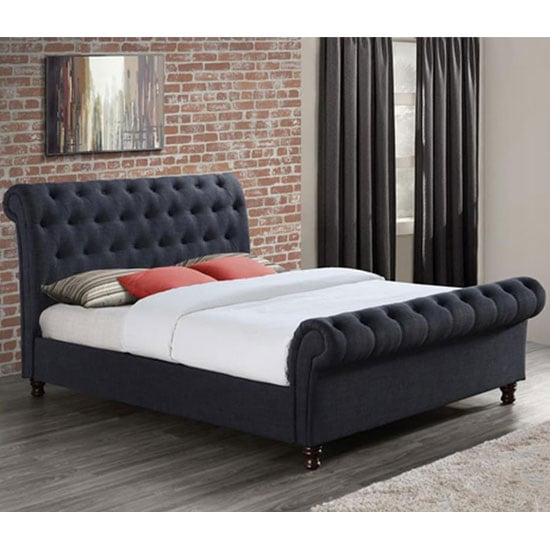 Castello Fabric Double Bed In Charcoal