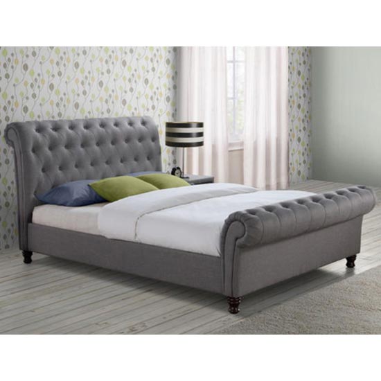Castello Fabric King Size Bed In Grey_2