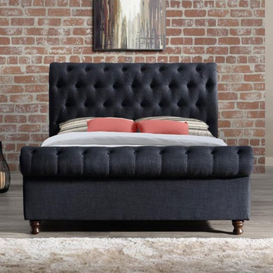 Castello Fabric King Size Bed In Charcoal_2