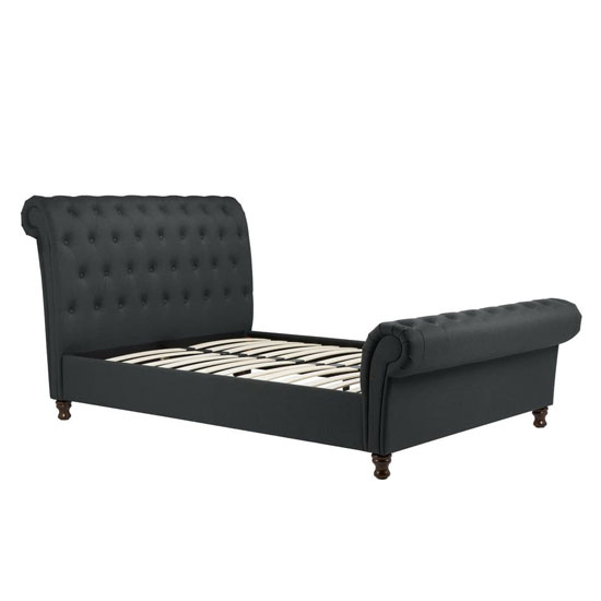 Castello Fabric King Size Bed In Charcoal_3