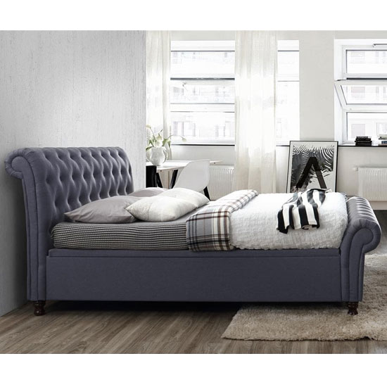 Castello Side Ottoman King Size Bed In Charcoal_2