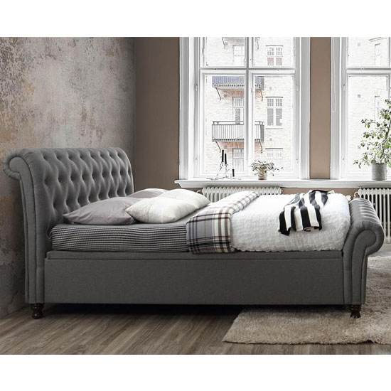 Castello Side Ottoman King Size Bed In Grey_2