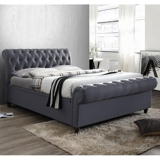 Castello Side Ottoman Super King Size Bed In Charcoal