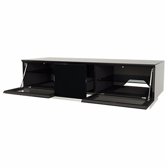 Crick LCD TV Stand In Black With Two Glass Door_3