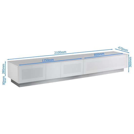 Crick LCD TV Stand Extra Large In White With Glass Door_4