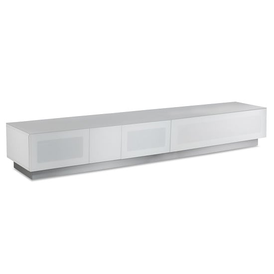 Crick LCD TV Stand Extra Large In White With Glass Door_2