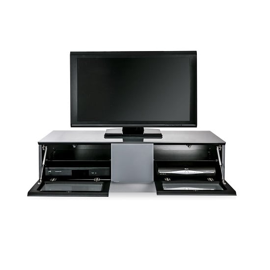 Crick LCD TV Stand In Grey  With Two Glass Door_2