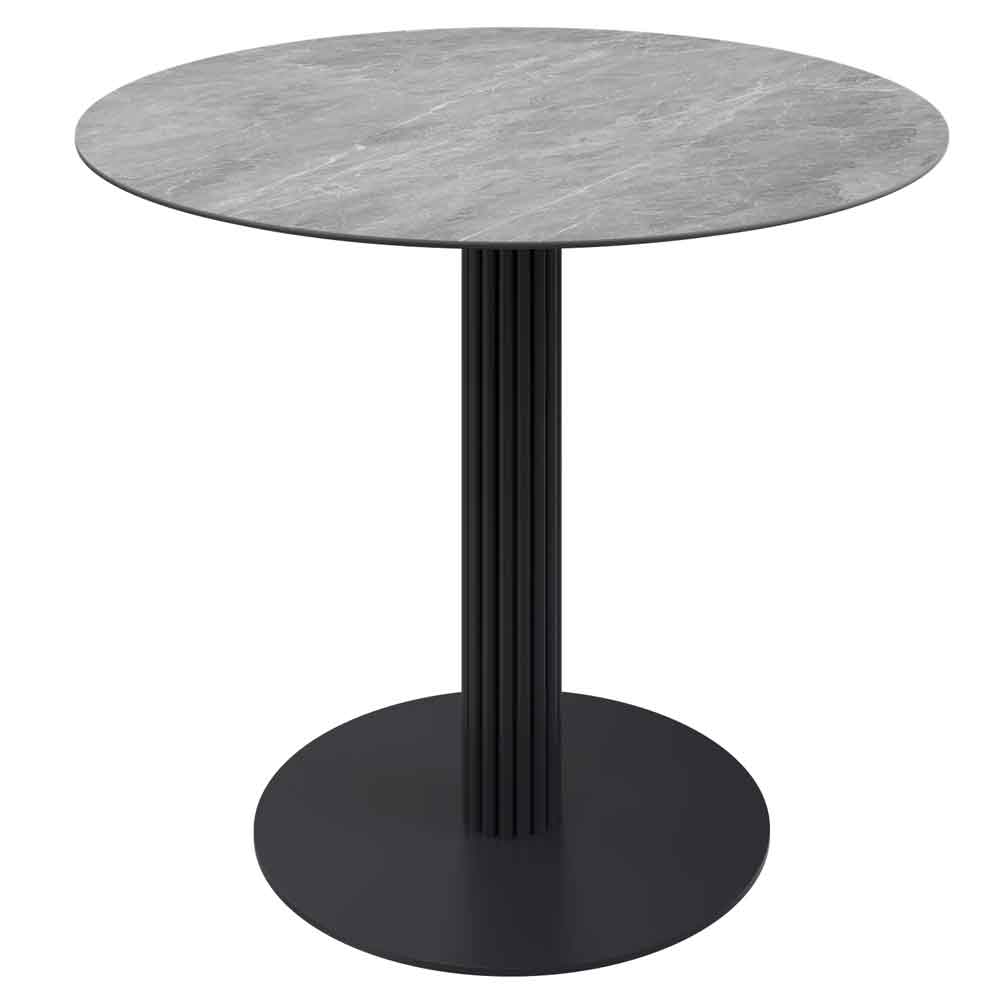 Castle Round Ceramic Top Bistro Table in Light Grey