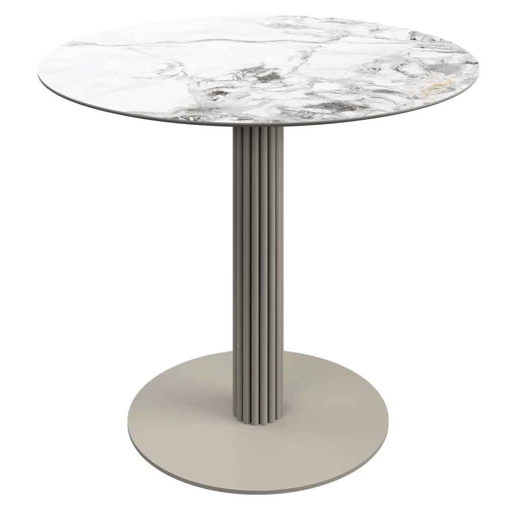 Castle Round Ceramic Top Bistro Table in White