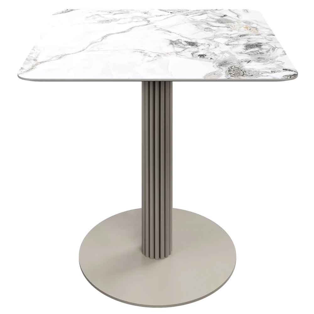 Castle Square Ceramic Top Bistro Table in White