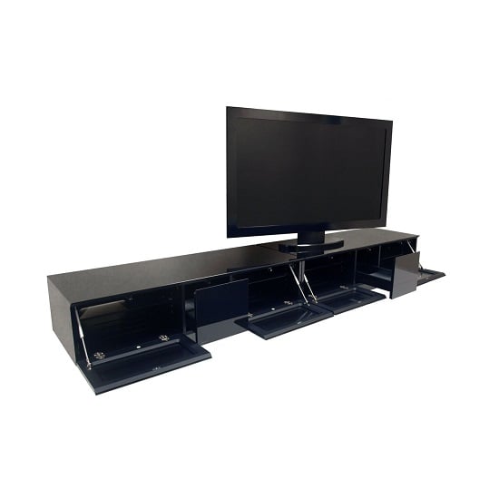 Read more about Crick lcd tv stand in black with four glass door