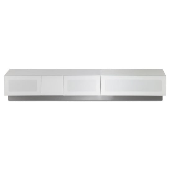 Product photograph of Crick Lcd Tv Stand Extra Large In White With Glass Door from Furniture in Fashion