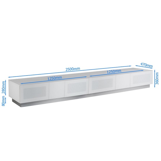 Elements Wooden TV Stand With 4 Glass Doors In Grey