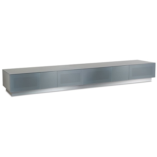 Elements Wooden TV Stand With 4 Glass Doors In Grey