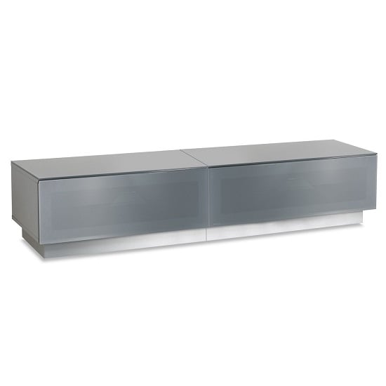 Elements Large Wooden TV Stand With 2 Glass Doors In Grey