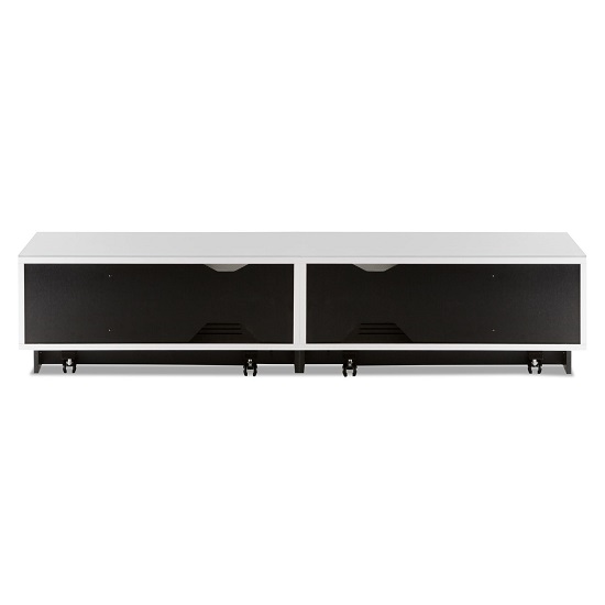 Elements Large Wooden TV Stand With 2 Glass Doors In White