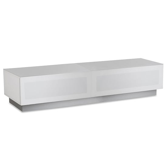 Elements Large Wooden TV Stand With 2 Glass Doors In White