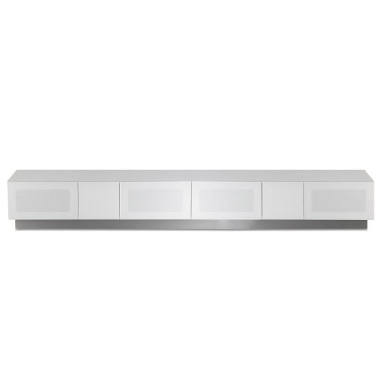 Product photograph of Crick Lcd Tv Stand In White With Four Glass Door from Furniture in Fashion