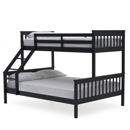 Selex Triple Sleeper Wooden Bunk Bed In Blue Furniture in Fashion