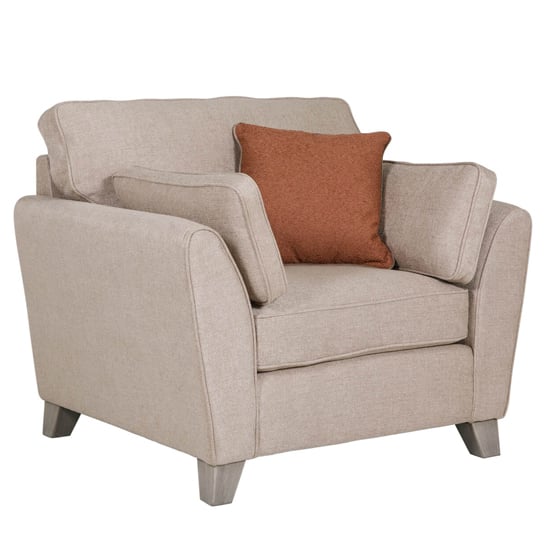 Product photograph of Castro Fabric 1 Seater Sofa In Biscuit With Cushions from Furniture in Fashion