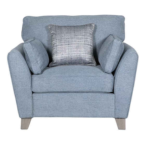 Castro Fabric 1 Seater Sofa In Blue With Cushions