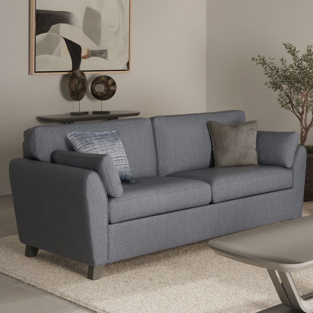 Read more about Castro fabric sofa bed with oak legs in blue