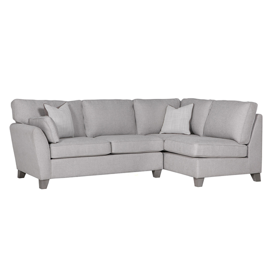 Castro Right Handed Velvet Fabric Corner Sofa In Light Grey Furniture