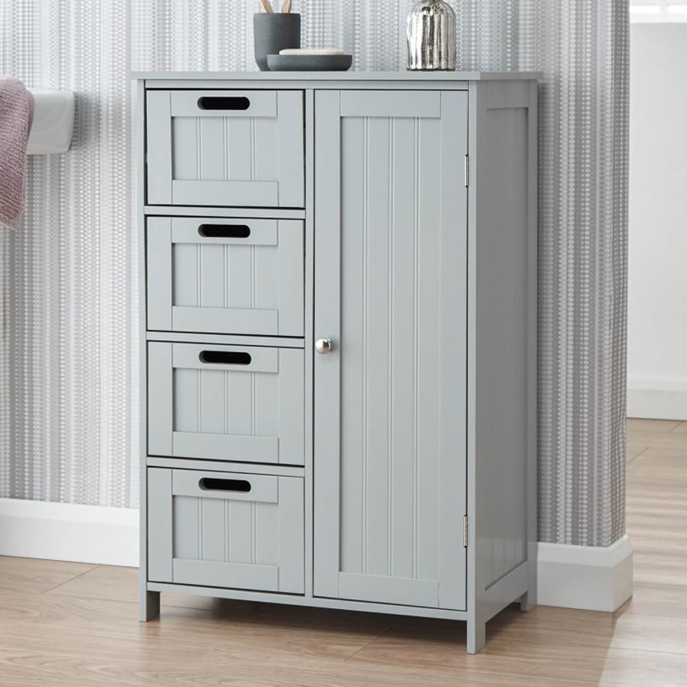 Catford Wooden Bathroom Storage Cabinet With 1 Door In Grey