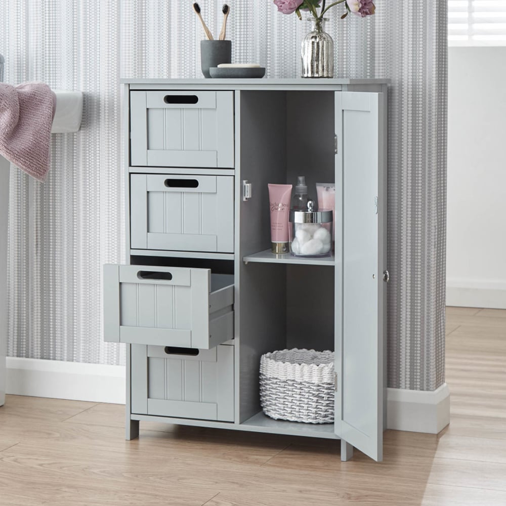 Catford Wooden Bathroom Storage Cabinet With 1 Door In Grey