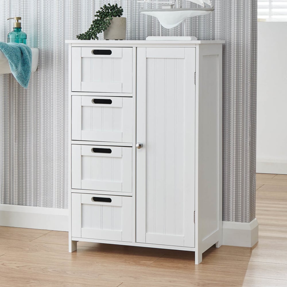 Catford Wooden Bathroom Storage Cabinet With 1 Door In White