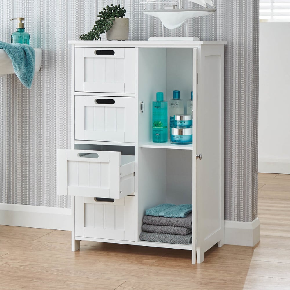Catford Wooden Bathroom Storage Cabinet With 1 Door In White