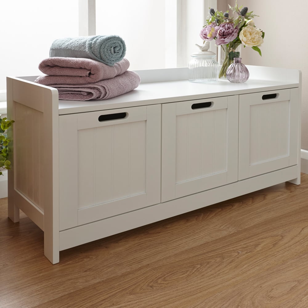 Catford Wooden Bathroom Storage Cabinet With 3 Doors In White