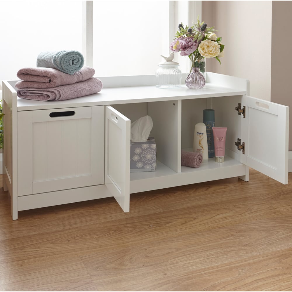Catford Wooden Bathroom Storage Cabinet With 3 Doors In White