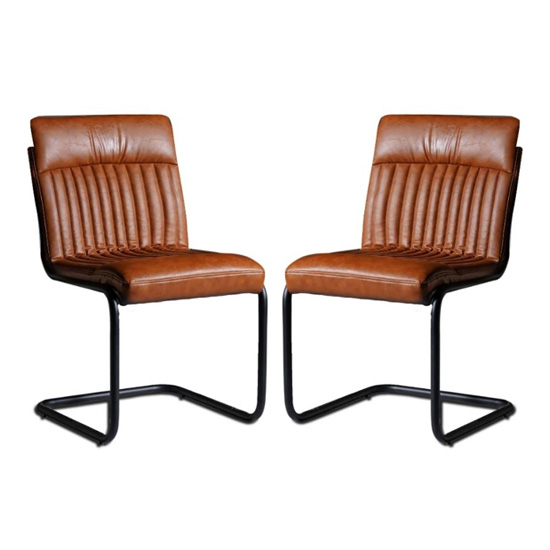 Read more about Catila brown faux leather dining chairs in pair