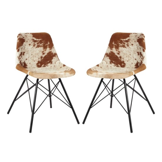 Read more about Catila cowhide faux leather dining chairs in pair