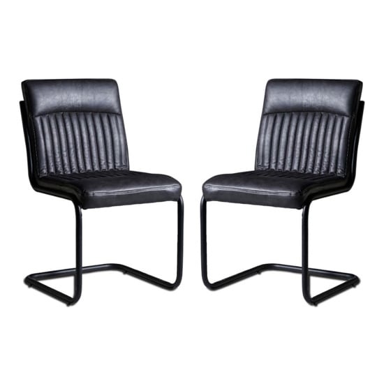 Catila Grey Faux Leather Dining Chairs In Pair