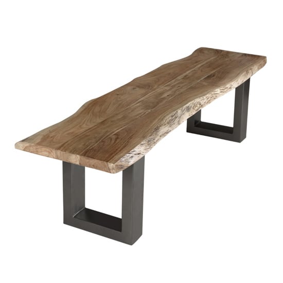 Photo of Catila live edge large wooden dining bench in oak