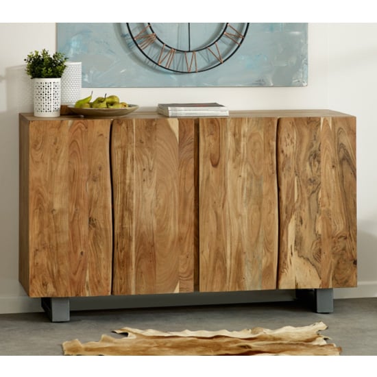 Catila Live Edge Wooden Sideboard In Oak With 4 Doors