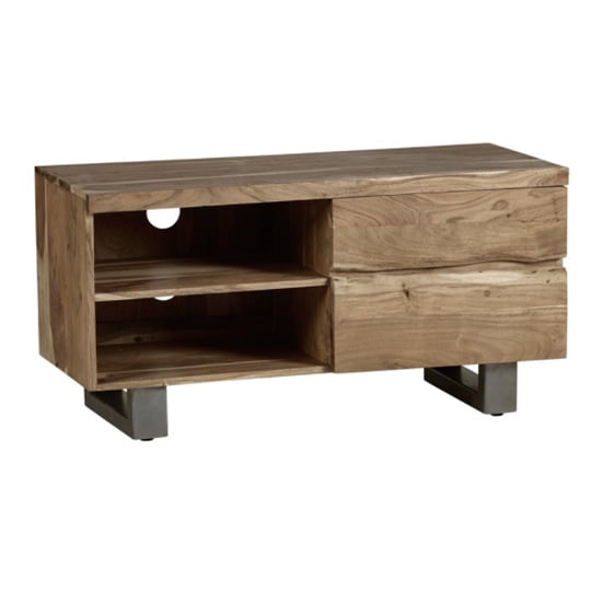 Catila Live Edge Wooden TV Stand In Oak With 2 Drawes