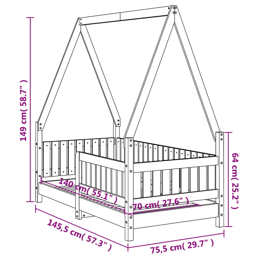 Catoosa 70x140cm Wooden Children Daybed In White