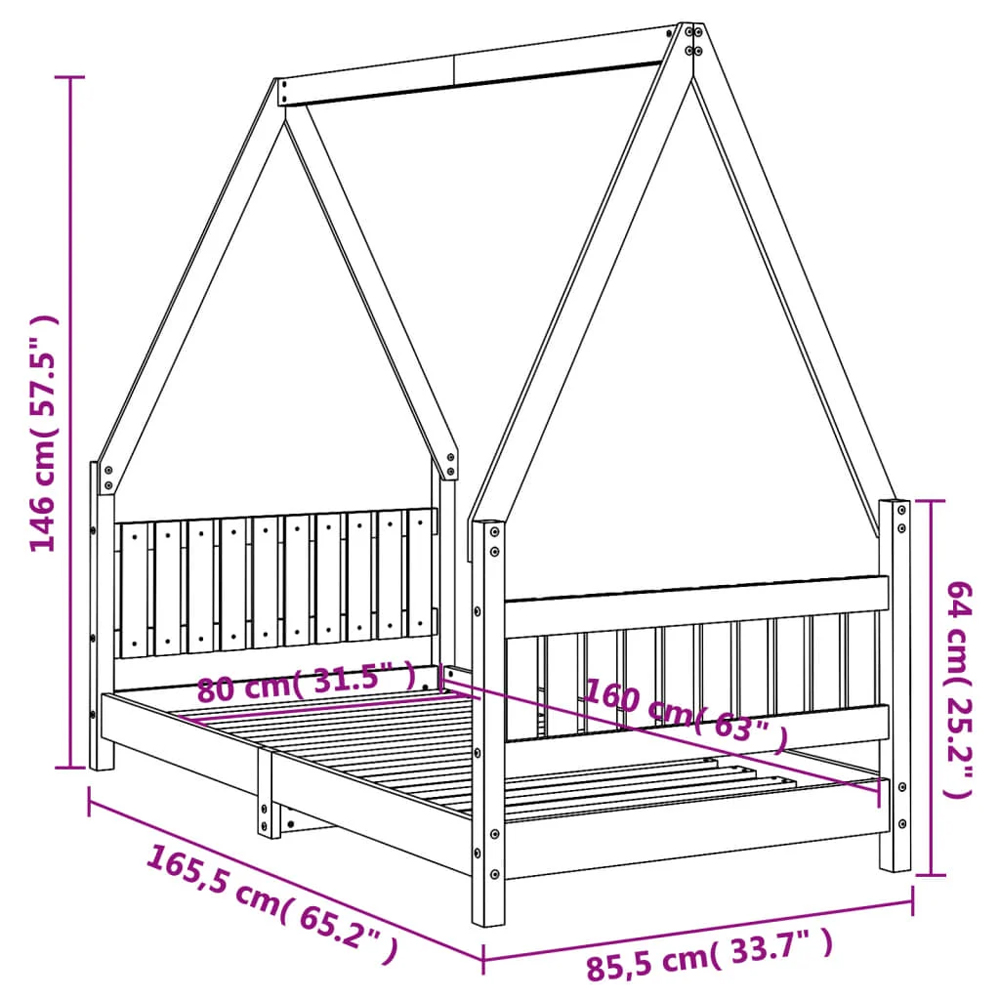 Catoosa 80x160cm Wooden Children Daybed In Natural