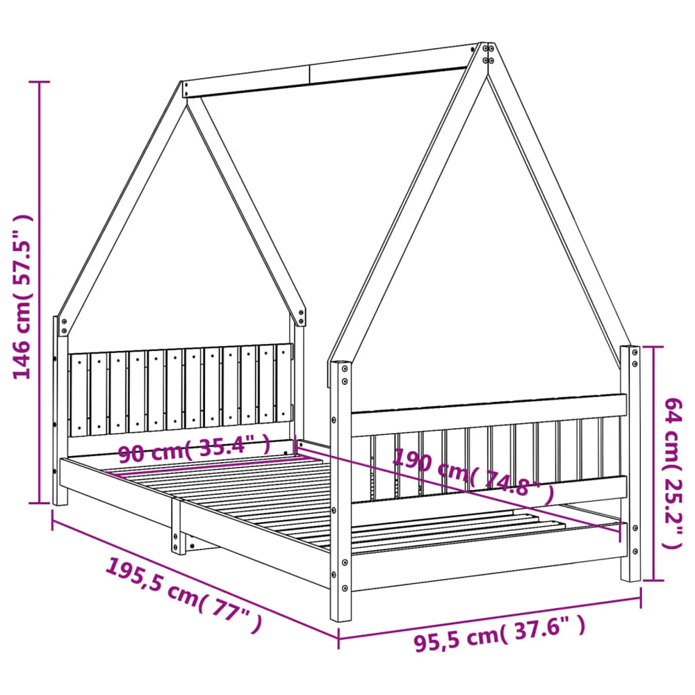 Catoosa 90x190cm Wooden Children Daybed In White