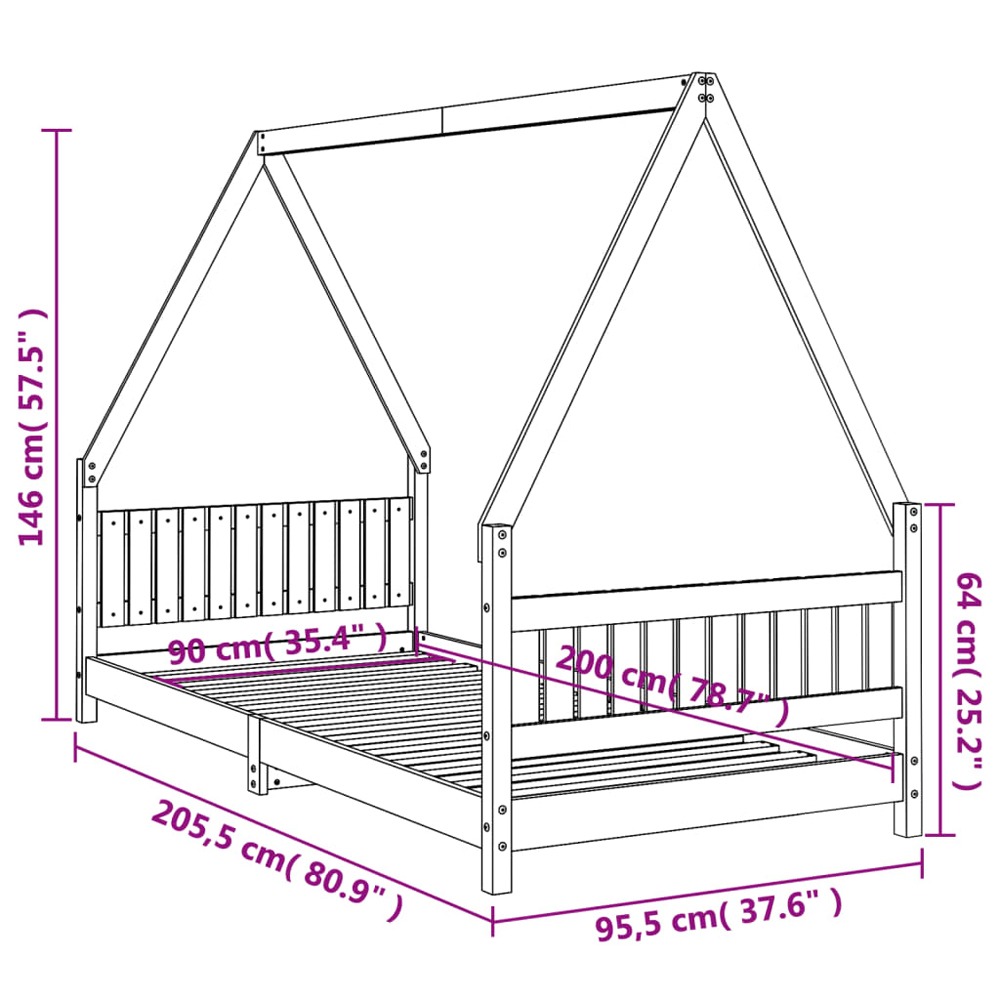 Catoosa 90x200cm Wooden Children Daybed In White