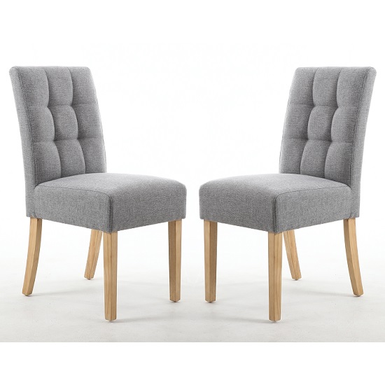 Read more about Mendoza dining chair silver grey with natural legs in a pair