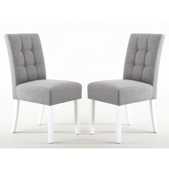 Product photograph of Mendoza Dining Chair Silver Grey With White Legs In A Pair from Furniture in Fashion