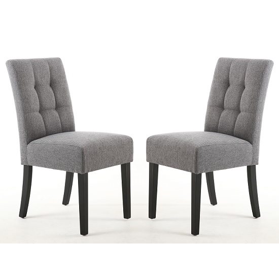 Read more about Mendoza dining chair in steel grey with black legs in a pair