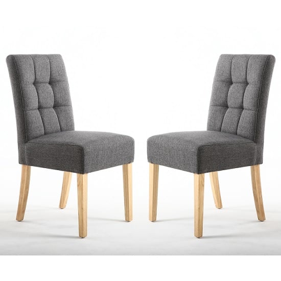 Mendoza Dining Chair In Steel Grey With Natural Legs In A Pair