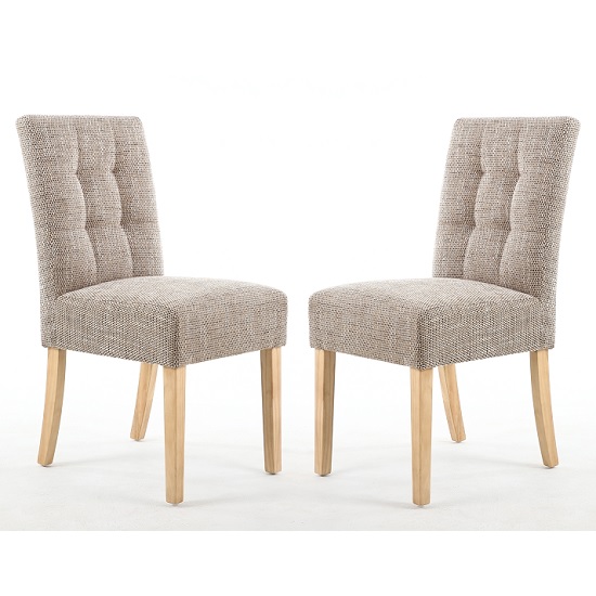 Mendoza Dining Chair In Tweed Oatmeal With Natural Legs In Pair