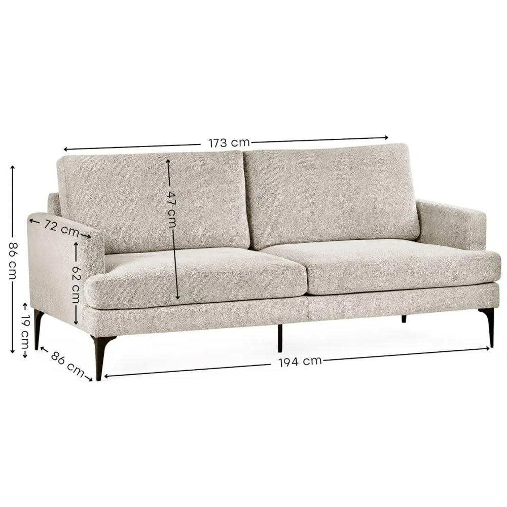 Catskill Fabric 3 Seater Sofa - Oatmeal